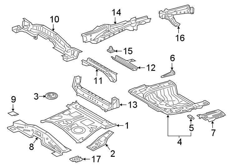 Diagram REAR BODY & FLOOR. FLOOR & RAILS. for your 2006 Toyota 4Runner   