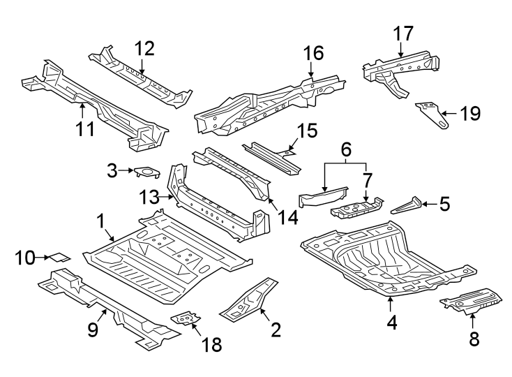 Diagram REAR BODY & FLOOR. FLOOR & RAILS. for your 2014 Toyota Camry   