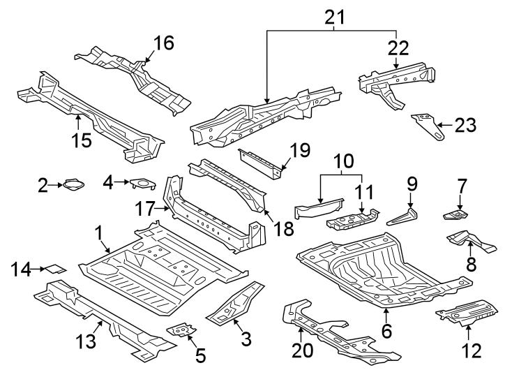 Diagram Rear body & floor. Floor & rails. for your 2006 Toyota RAV4   