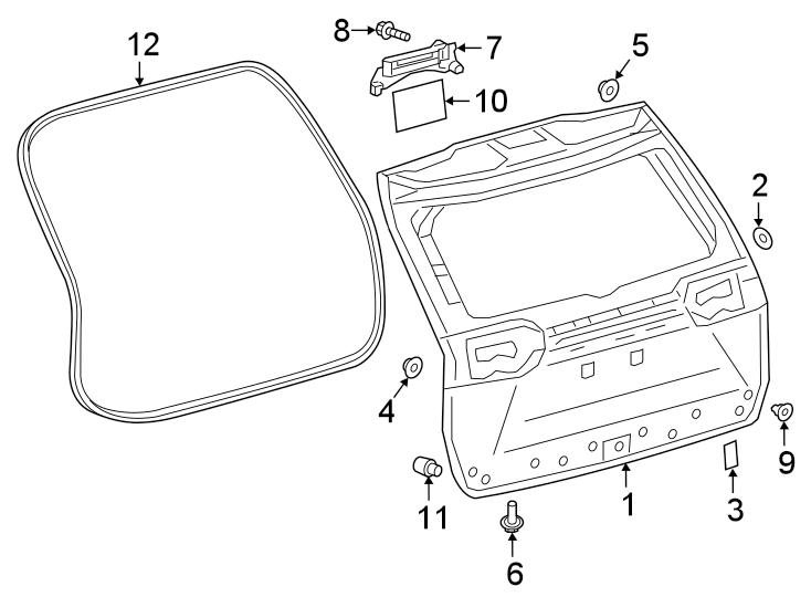 Diagram LIFT GATE. GATE & HARDWARE. for your 2024 Toyota Tacoma   