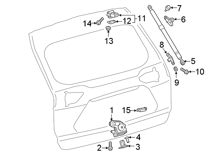 Diagram LIFT GATE. LOCK & HARDWARE. for your 2019 Toyota Camry  Hybrid LE Sedan 