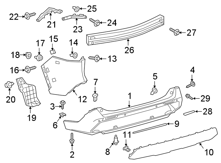 Diagram REAR BUMPER. BUMPER & COMPONENTS. for your 2024 Toyota Prius Prime   