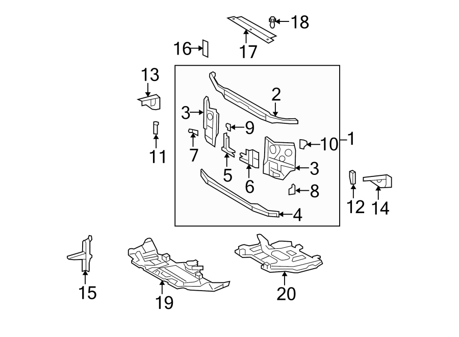 Diagram RADIATOR SUPPORT. for your 2013 Toyota Avalon  Hybrid XLE Sedan 