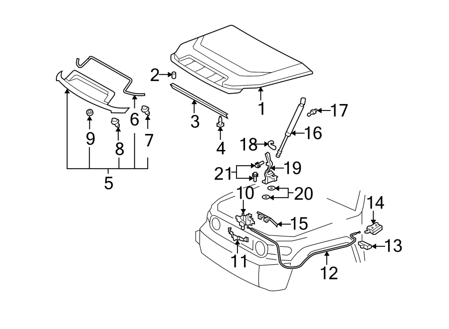 Diagram HOOD & COMPONENTS. for your 1990 Toyota Corolla  DLX Sedan 