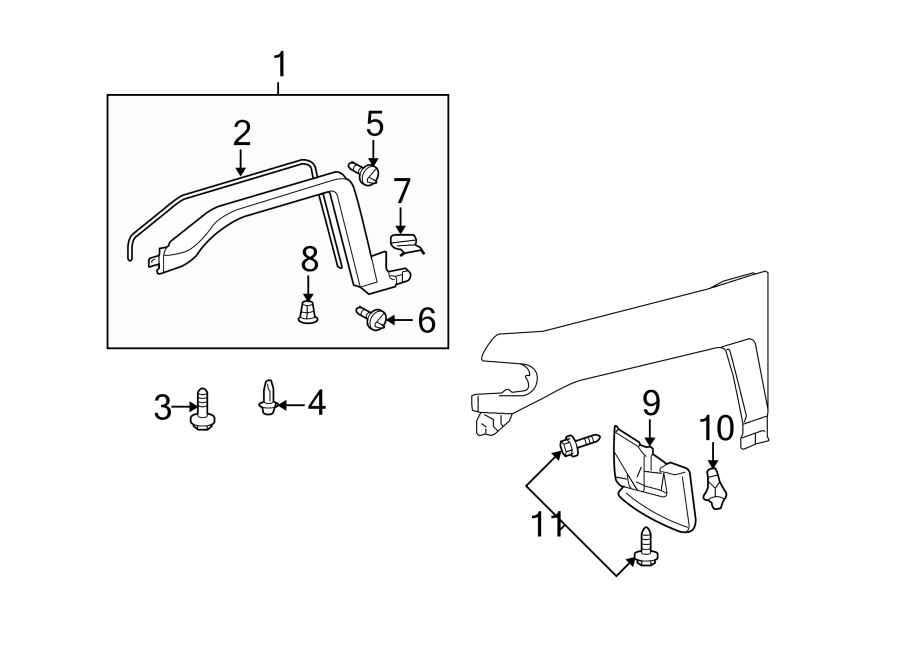 Diagram FENDER. EXTERIOR TRIM. for your Toyota FJ Cruiser  