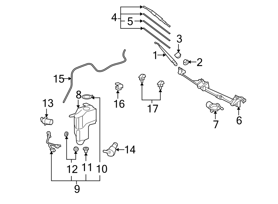 Diagram WINDSHIELD. WIPER & WASHER COMPONENTS. for your 2022 Toyota Venza   