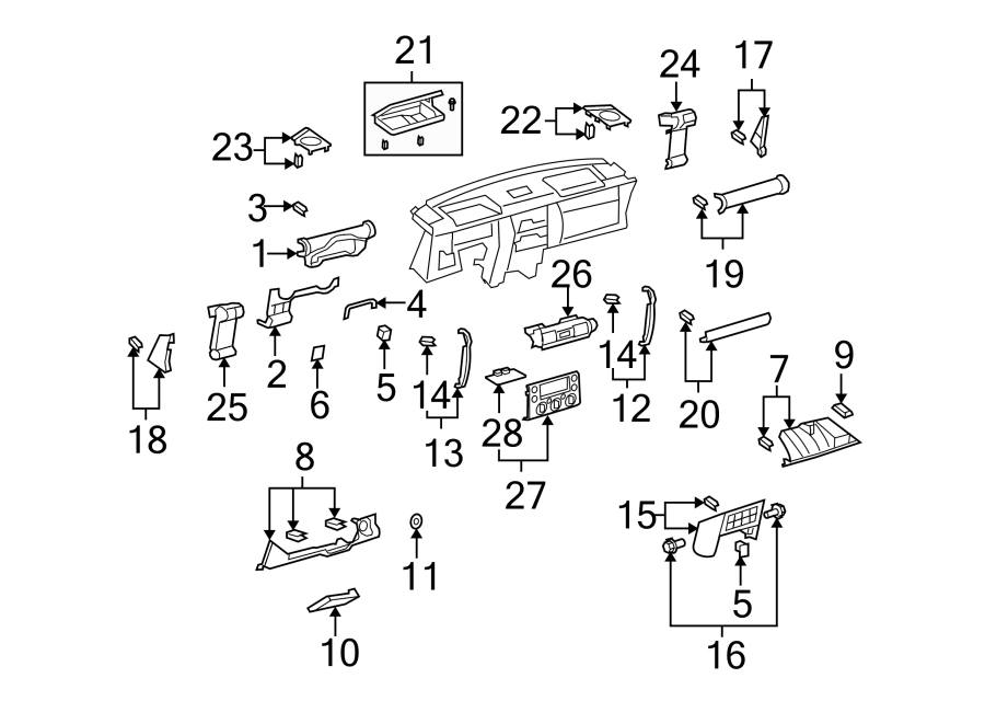 Diagram INSTRUMENT PANEL COMPONENTS. for your 2002 Toyota Tacoma   