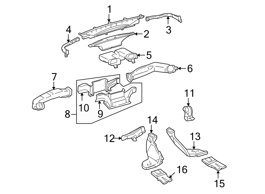 Diagram INSTRUMENT PANEL. DUCTS. for your 2024 Toyota Highlander   