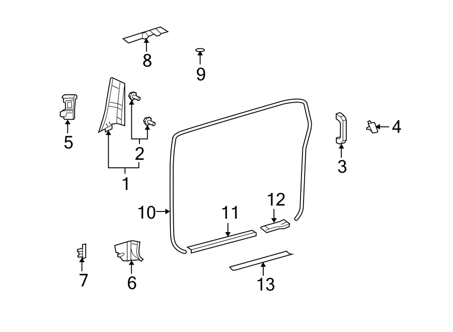 Diagram PILLARS. ROCKER & FLOOR. INTERIOR TRIM. for your Toyota FJ Cruiser  