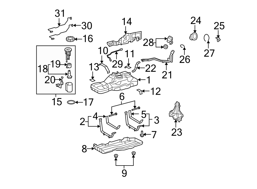 Diagram FUEL SYSTEM COMPONENTS. for your 2021 Toyota Avalon 3.5L V6 A/T FWD LIMITED SEDAN 