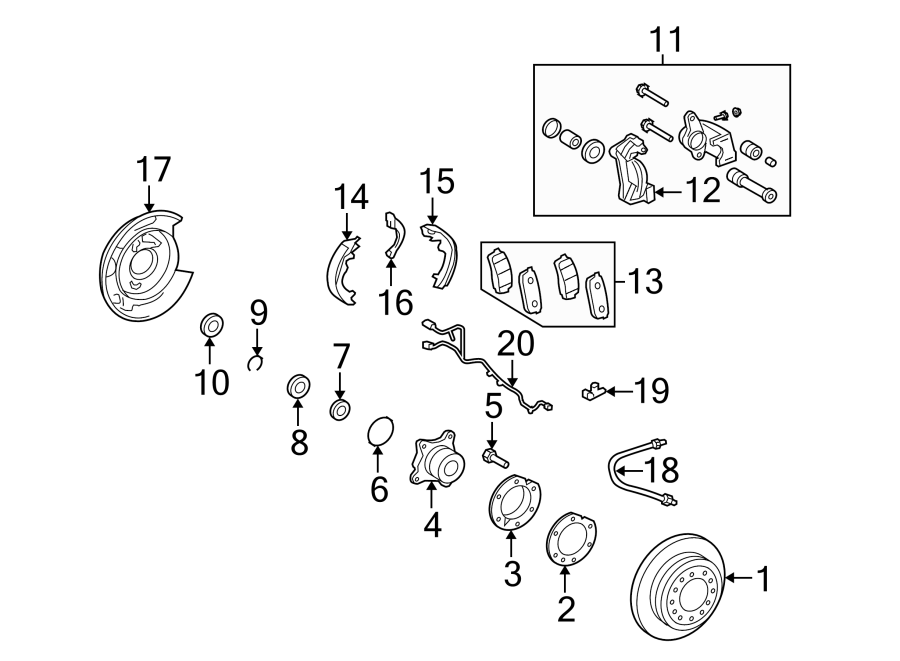 Diagram REAR SUSPENSION. BRAKE COMPONENTS. for your 2008 Toyota Tacoma   