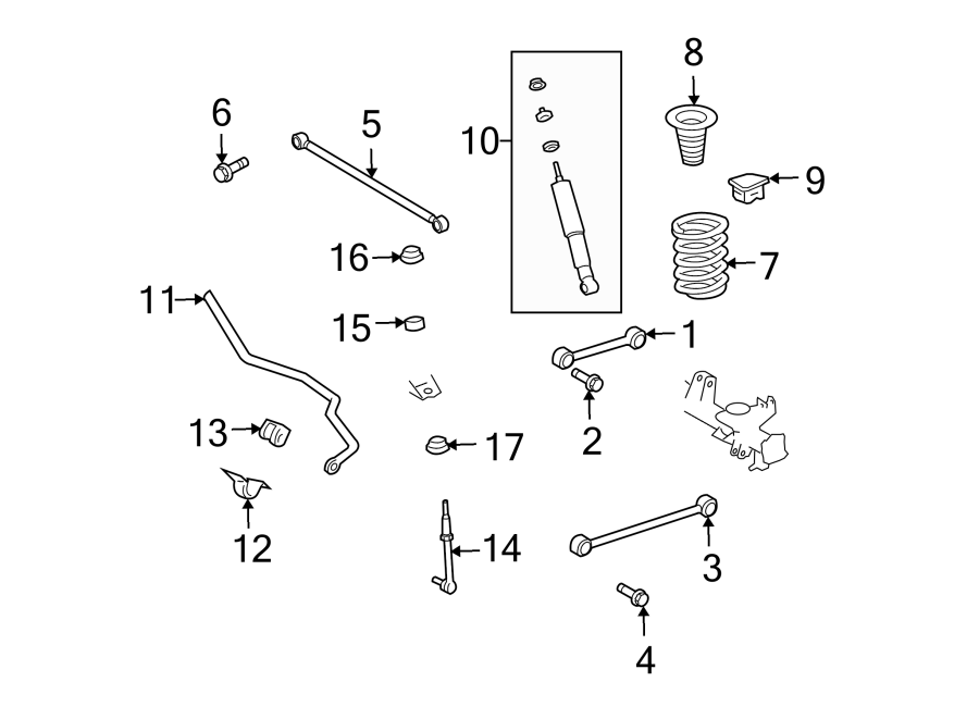 Diagram REAR SUSPENSION. STABILIZER BAR & COMPONENTS. SUSPENSION COMPONENTS. for your 2004 Toyota Matrix 1.8L M/T AWD Base Wagon 