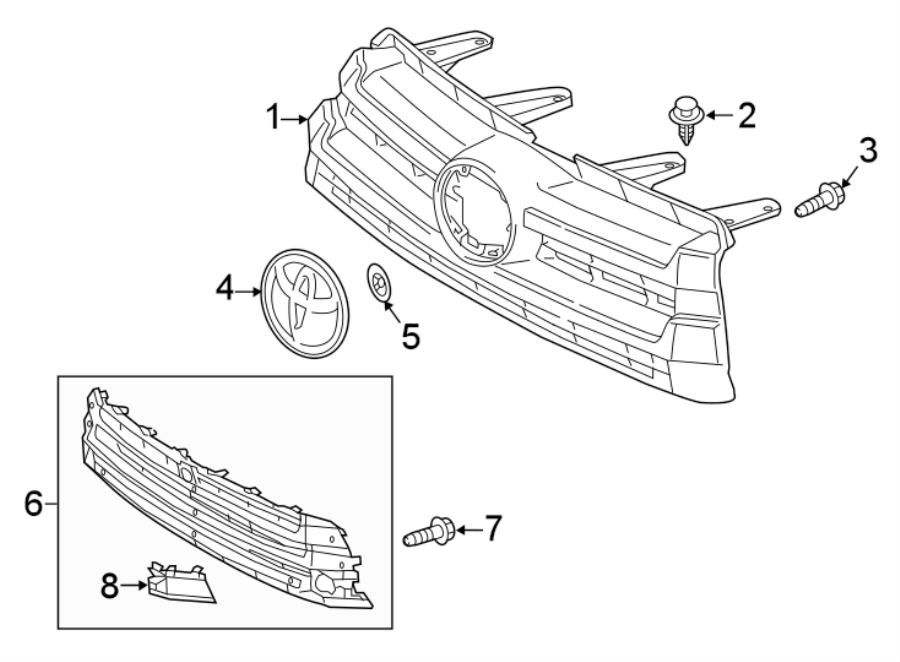 Diagram GRILLE & COMPONENTS. for your 2021 Toyota Prius Prime  XLE Hatchback 