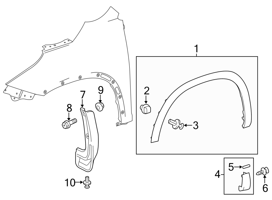 Diagram FENDER. EXTERIOR TRIM. for your Toyota