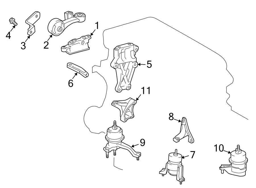 Diagram ENGINE / TRANSAXLE. ENGINE & TRANS MOUNTING. for your 2019 Toyota Highlander   