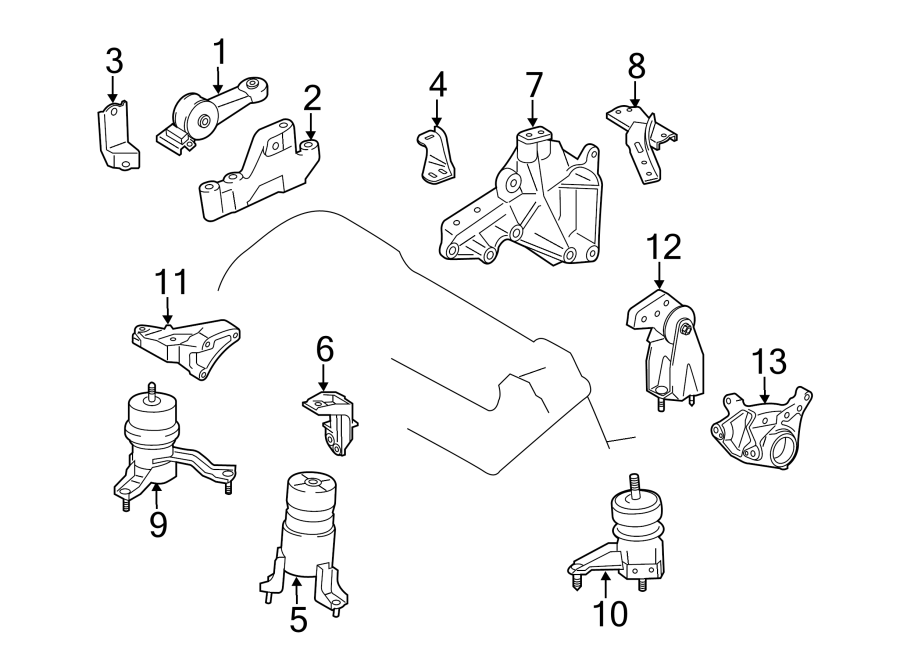 Diagram ENGINE / TRANSAXLE. ENGINE & TRANS MOUNTING. for your 2006 Toyota Highlander   