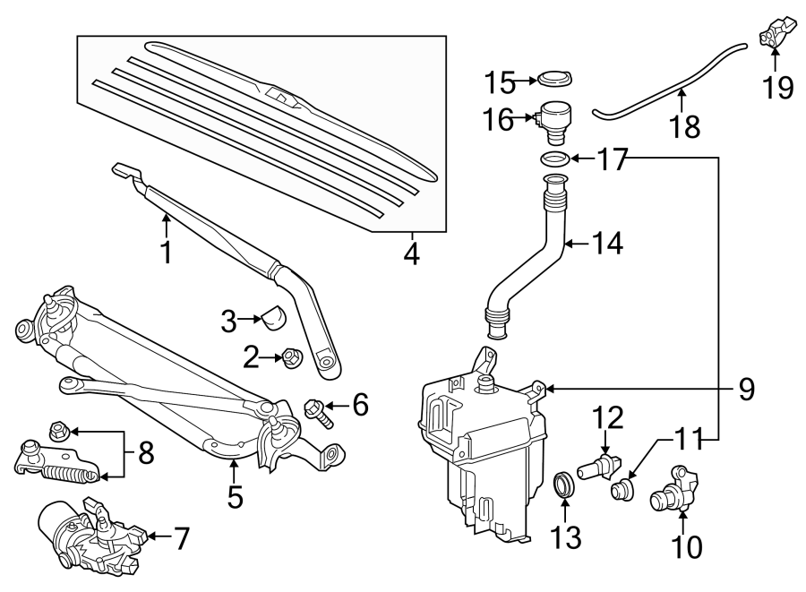 Diagram WINDSHIELD. WIPER & WASHER COMPONENTS. for your 1992 Toyota Corolla  DLX Wagon 