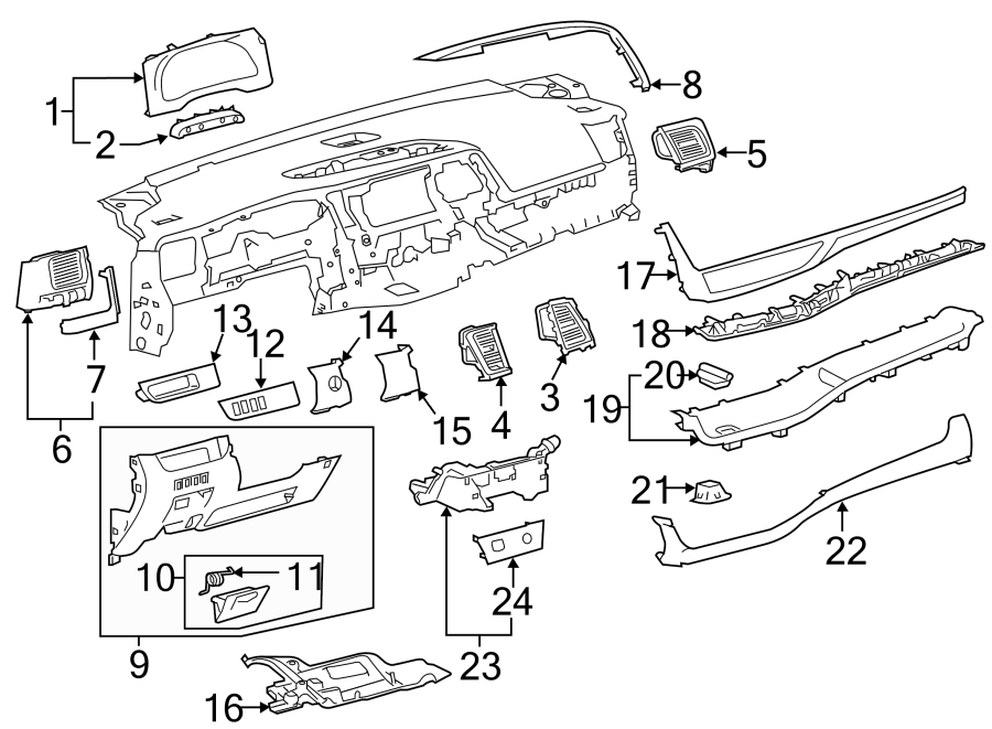 Diagram INSTRUMENT PANEL COMPONENTS. for your 2006 Toyota Camry   