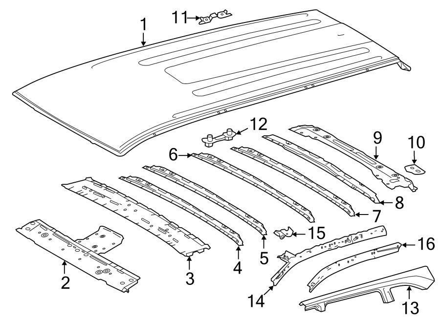 Diagram ROOF & COMPONENTS. for your 2016 Toyota Highlander 2.7L A/T FWD LE Sport Utility 
