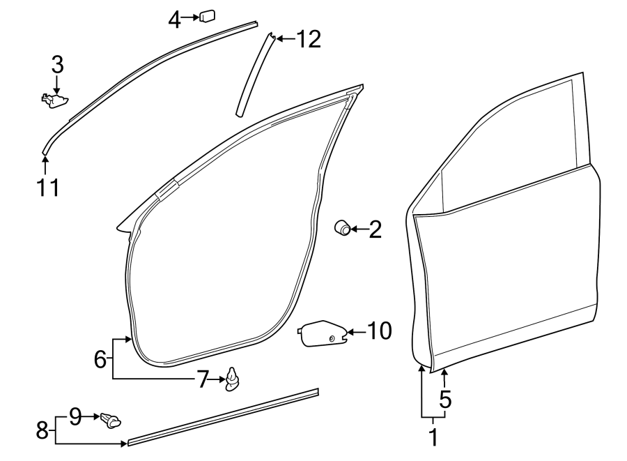 Diagram FRONT DOOR. DOOR & COMPONENTS. for your 2010 Toyota Corolla   