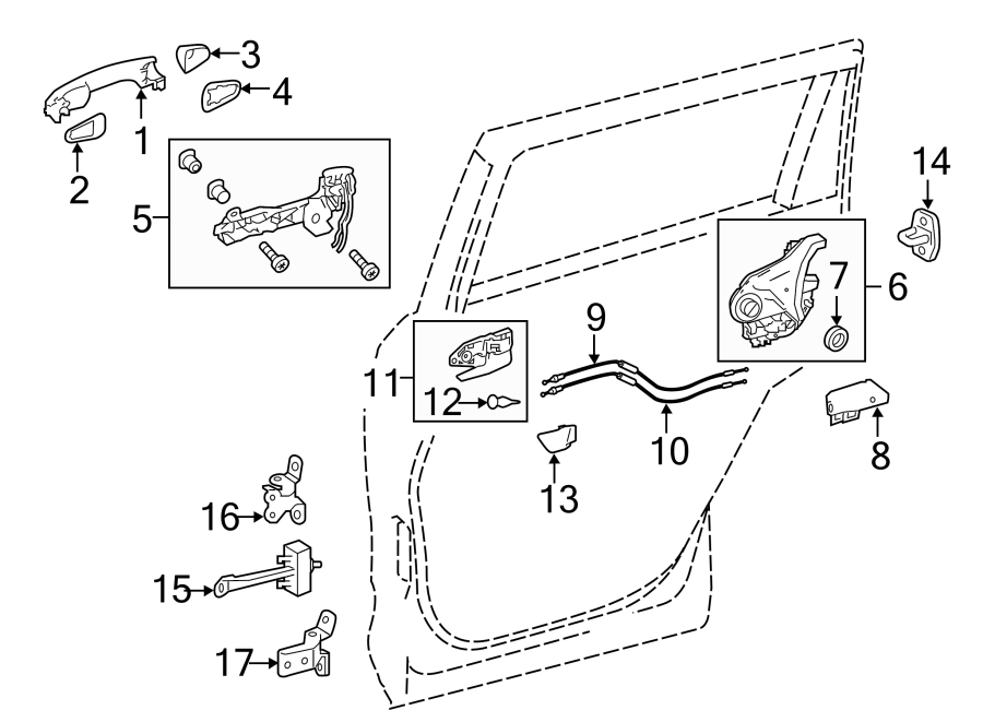 Diagram REAR DOOR. LOCK & HARDWARE. for your 2011 Toyota Prius   