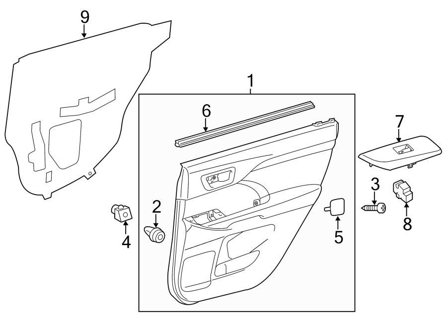 Diagram REAR DOOR. INTERIOR TRIM. for your 2015 Toyota Prius Plug-In   