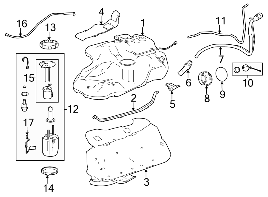 Diagram FUEL SYSTEM COMPONENTS. for your 2018 Toyota Avalon 3.5L V6 A/T Touring Sedan 