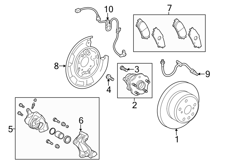 Diagram REAR SUSPENSION. BRAKE COMPONENTS. for your 2021 Toyota RAV4  LE Sport Utility 