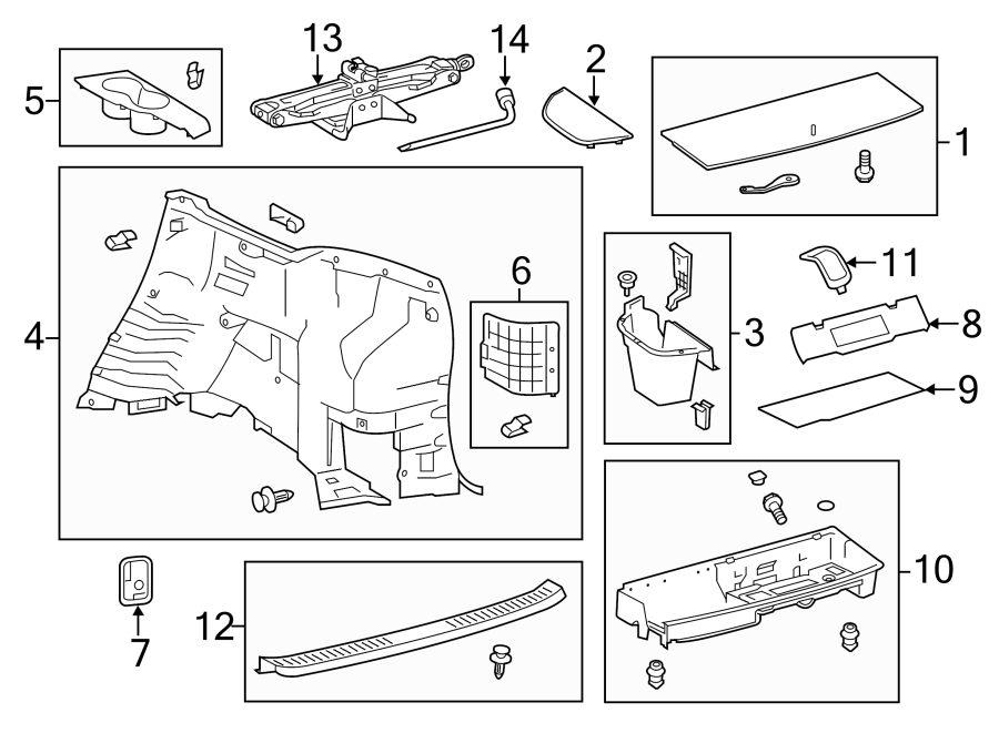 Diagram REAR BODY & FLOOR. INTERIOR TRIM. for your 2014 Toyota Prius Plug-In   