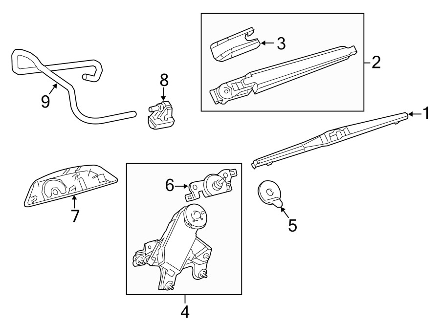 Diagram LIFT GATE. WIPER & WASHER COMPONENTS. for your 2021 Toyota Corolla  XSE Hatchback 