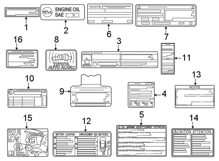 Diagram Information labels. for your Toyota