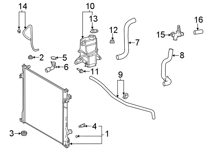 Diagram Radiator & components. for your 1992 Toyota Camry   