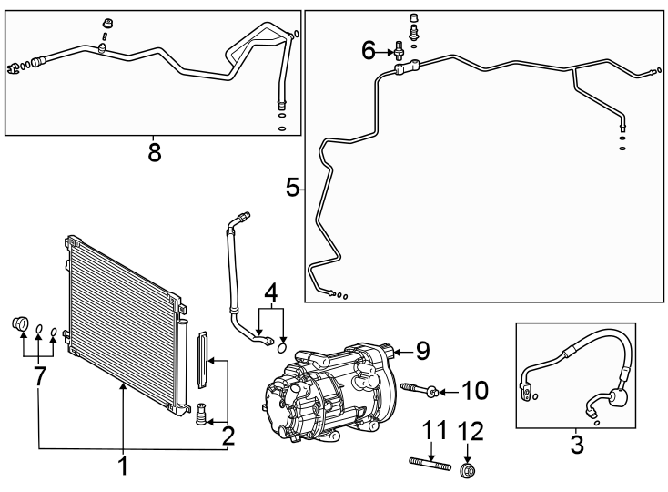 Diagram Air conditioner & heater. Compressor & lines. Condenser. for your 2021 Toyota Prius Prime   