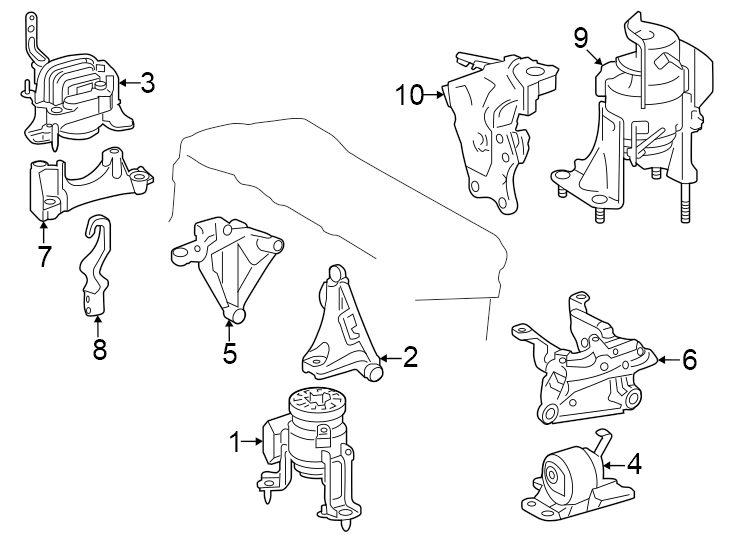 Diagram Engine / transaxle. Engine & TRANS mounting. for your 2020 Toyota Sequoia 5.7L i-Force V8 A/T RWD Platinum Sport Utility 