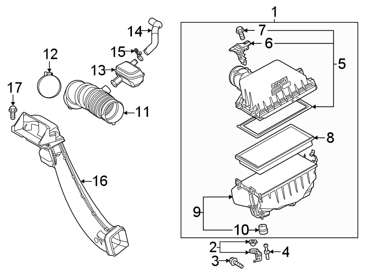 Diagram Engine / transaxle. Air intake. for your Toyota Tacoma  