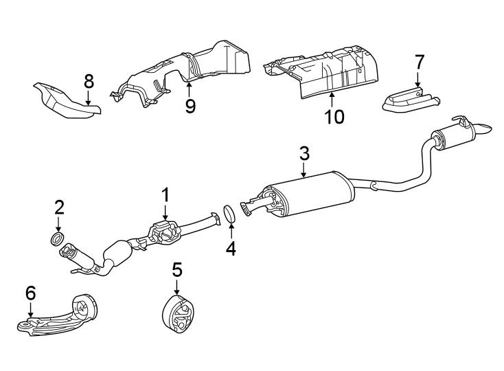 Diagram Exhaust system. Exhaust components. for your 2007 Toyota Solara   