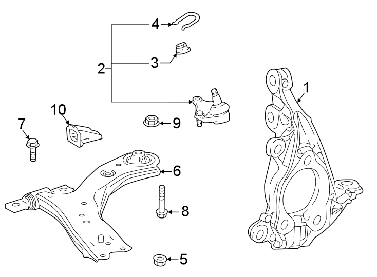 Diagram Front suspension. Suspension components. for your Toyota Highlander  