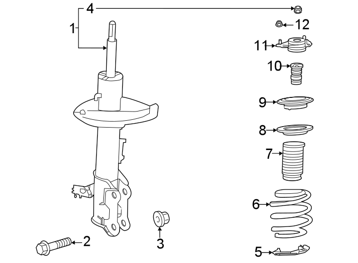 Diagram Front suspension. Struts & components. for your 2013 Toyota Matrix   