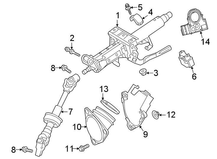 Diagram Steering column assembly. for your 2020 Toyota 4Runner 4.0L V6 A/T RWD Limited Sport Utility 