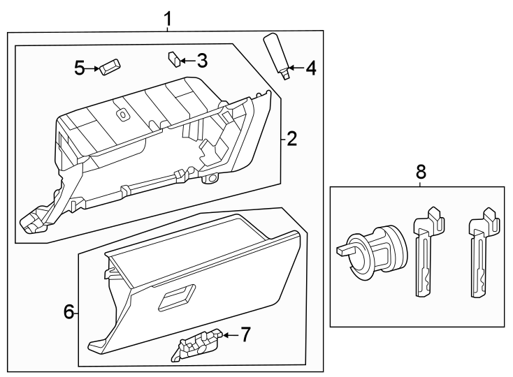 Diagram Instrument panel. Glove box. for your 2013 Toyota Corolla   