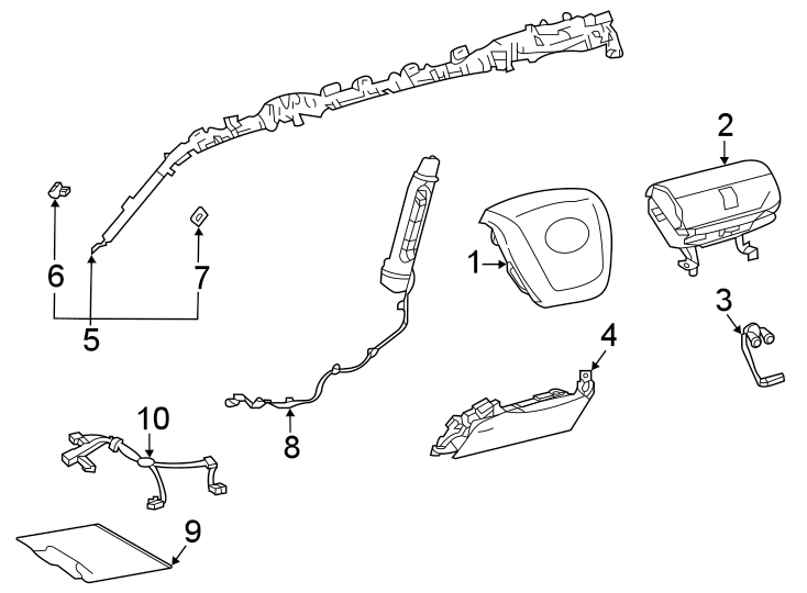 Diagram Restraint systems. Air bag components. for your 2014 Toyota Tacoma 4.0L V6 A/T RWD Base Crew Cab Pickup Fleetside 