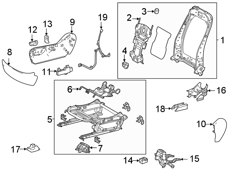 Diagram Seats & tracks. Passenger seat components. for your 2016 Toyota Yaris   