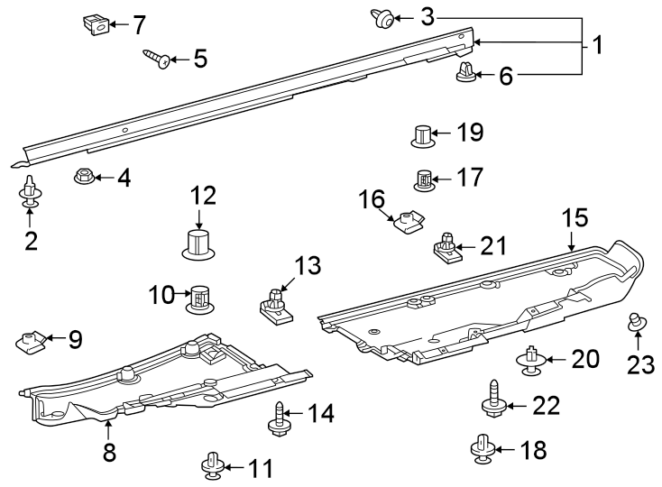 Diagram Pillars. Rocker & floor. Exterior trim. for your Toyota