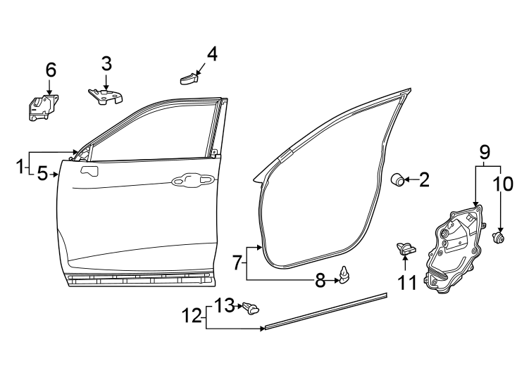 Diagram Front door. Door & components. for your 2023 Toyota Tundra  Platinum Crew Cab Pickup Fleetside 