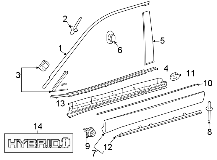 Diagram Front door. Exterior trim. for your 2006 Toyota RAV4  Sport Sport Utility 