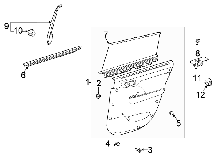 Diagram Rear door. Interior trim. for your 2023 Toyota Tundra  Platinum Crew Cab Pickup Fleetside 