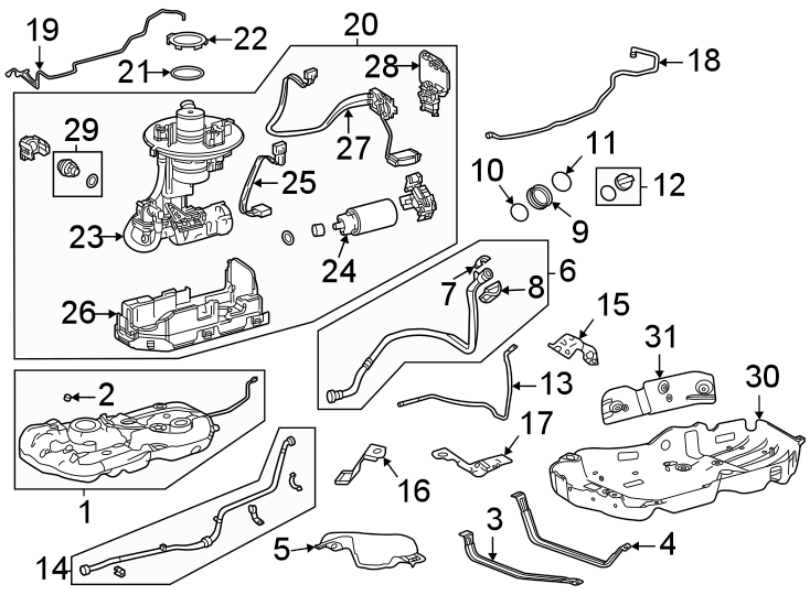 Diagram Fuel system components. for your 2006 Toyota Tundra 4.7L V8 A/T RWD SR5 Extended Cab Pickup Stepside 