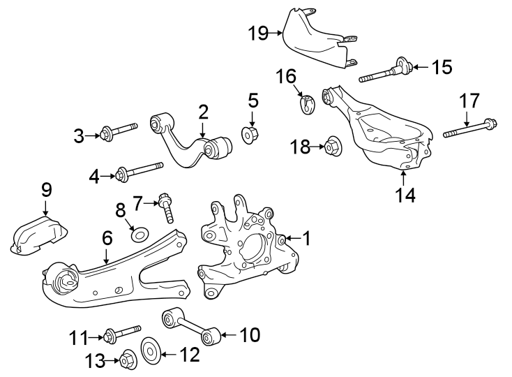 Diagram Rear suspension. Suspension components. for your 2021 Toyota Highlander   