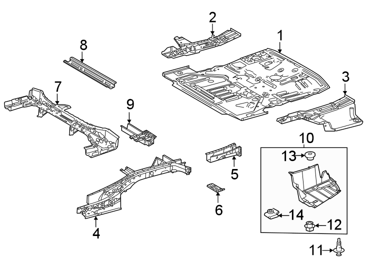 Diagram Rear body & floor. Floor & rails. for your 2023 Toyota Highlander   