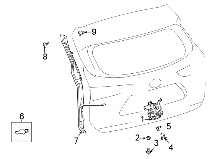 Diagram Lift gate. Lock & hardware. for your 2015 Toyota Prius Plug-In   